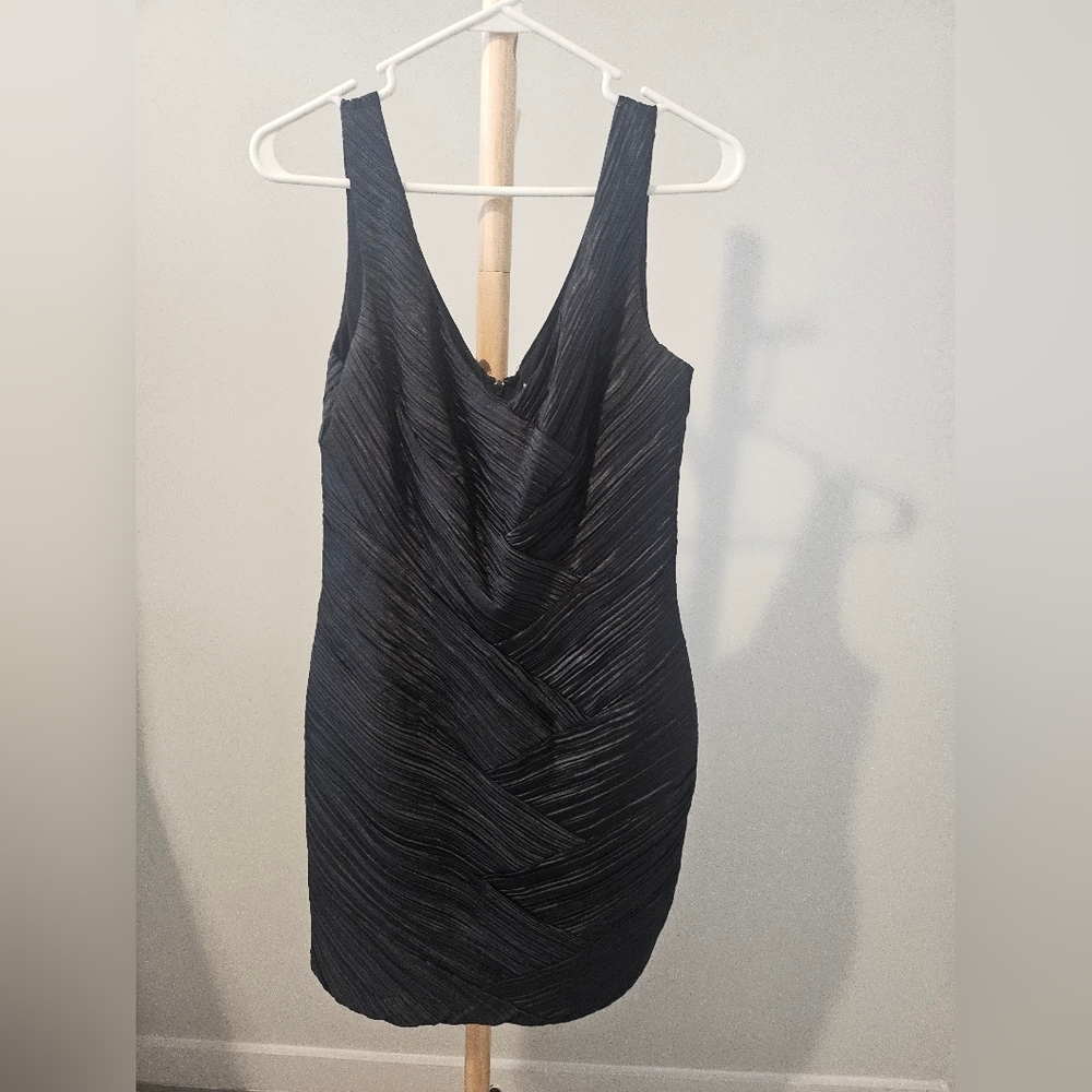 Max & Cleo Textured Black Midi Dress